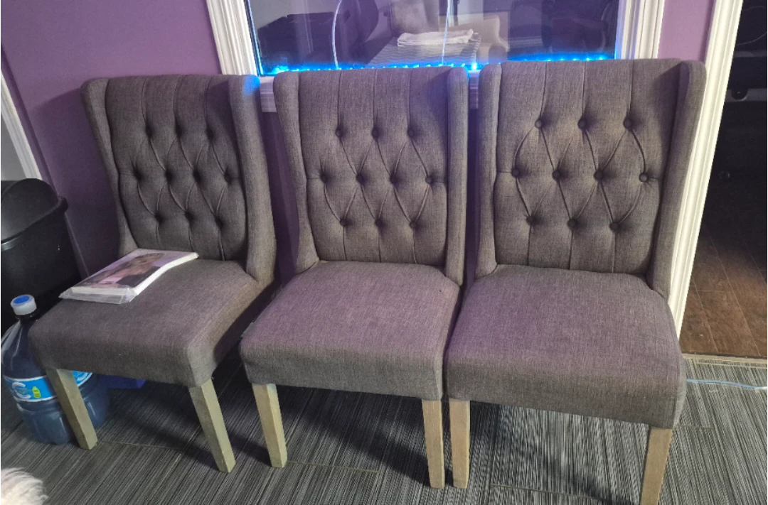 Set of 4 Grey Tufted Dining Chairs from the Brick - photo 2