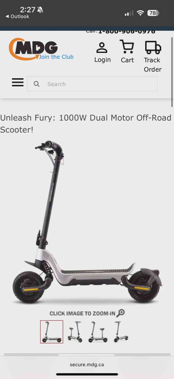 MotoTec Fury 1000W Dual Motor Electric Scooter - photo 4