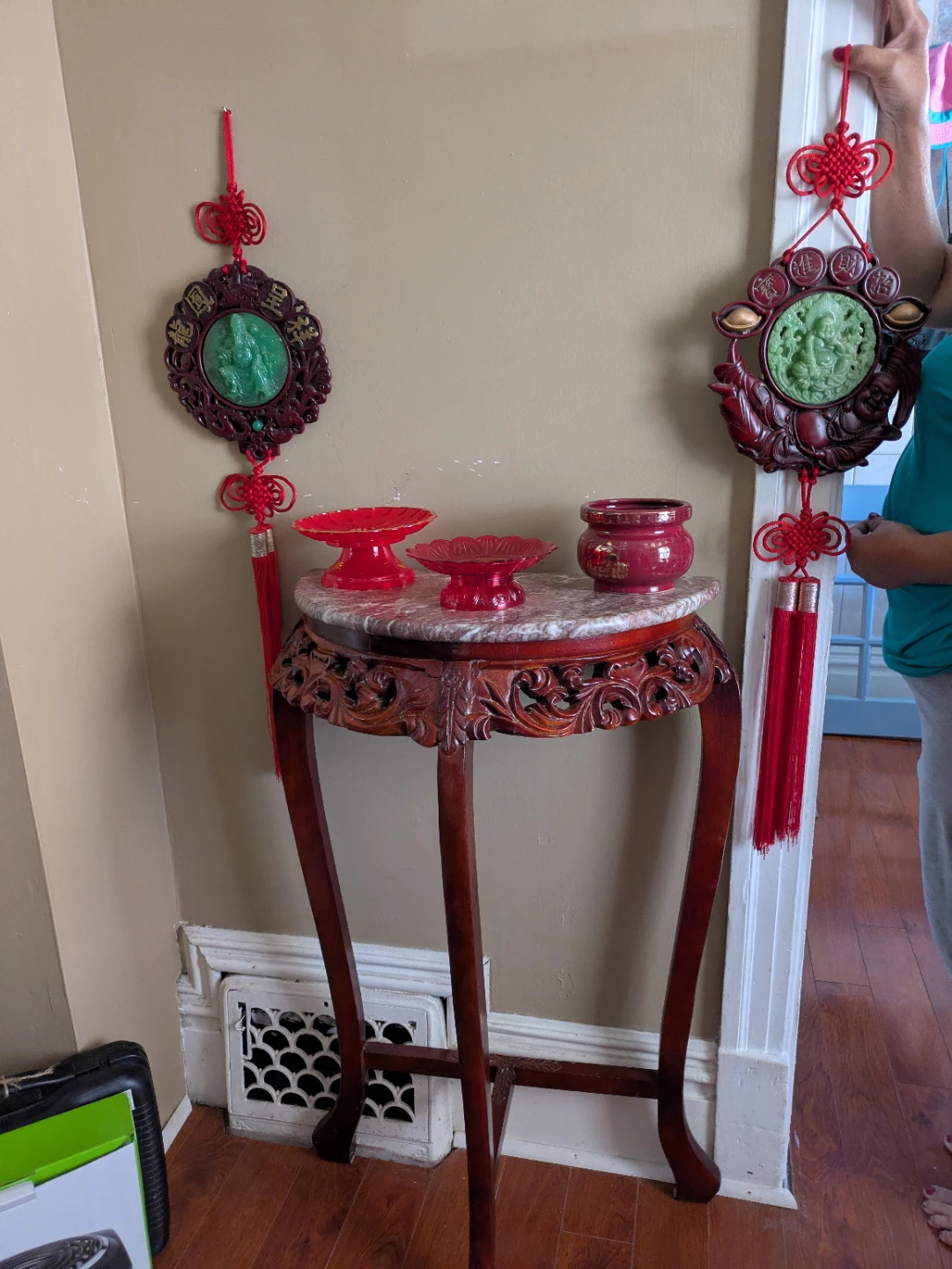 Stone table with Chinese decor