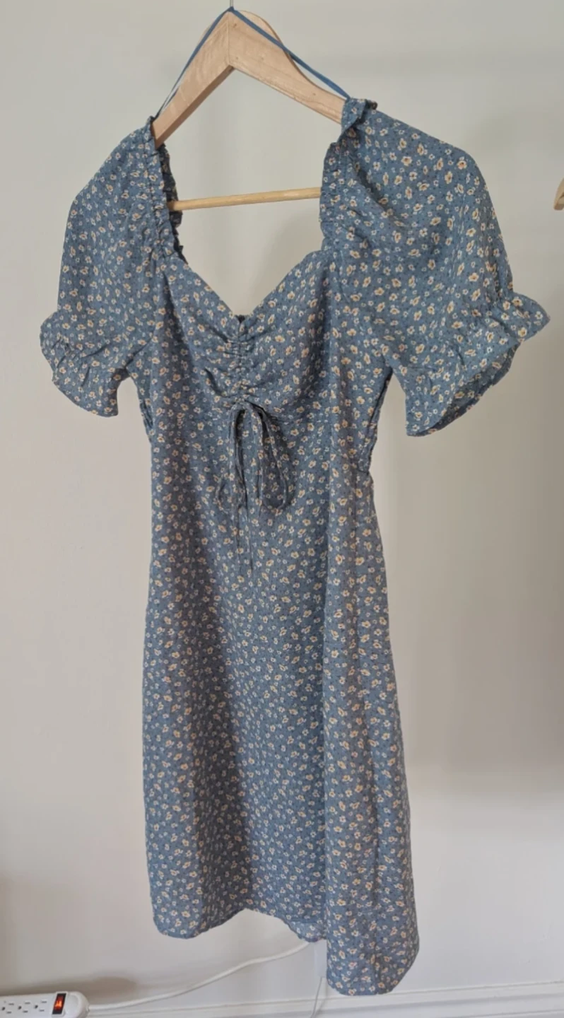 Paper Crane floral smocked puff sleeve dress