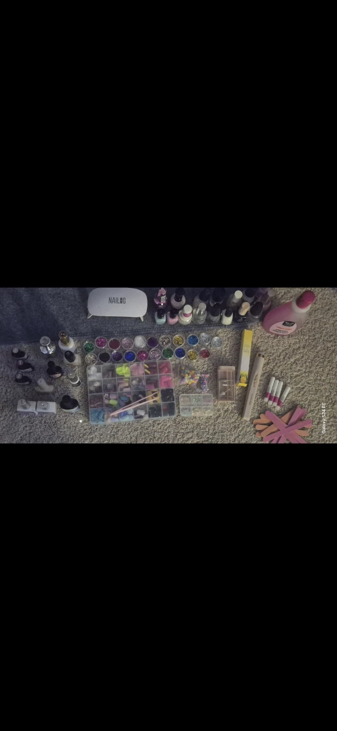 Assorted Nail Polish, Glitters, and Press-On Nails Kit