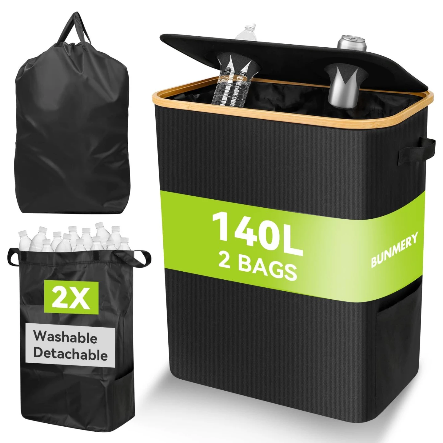 Laundry Hamper with 2 Washable Detachable Bags - BRAND NEW