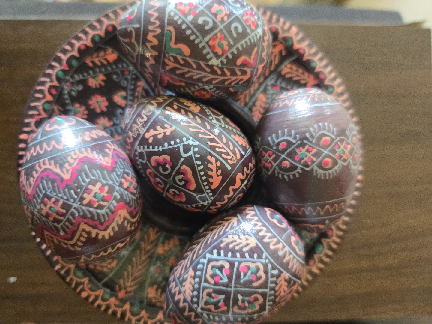 Decorative Hand-Painted Ukranian Easter Eggs with Stand - photo 2