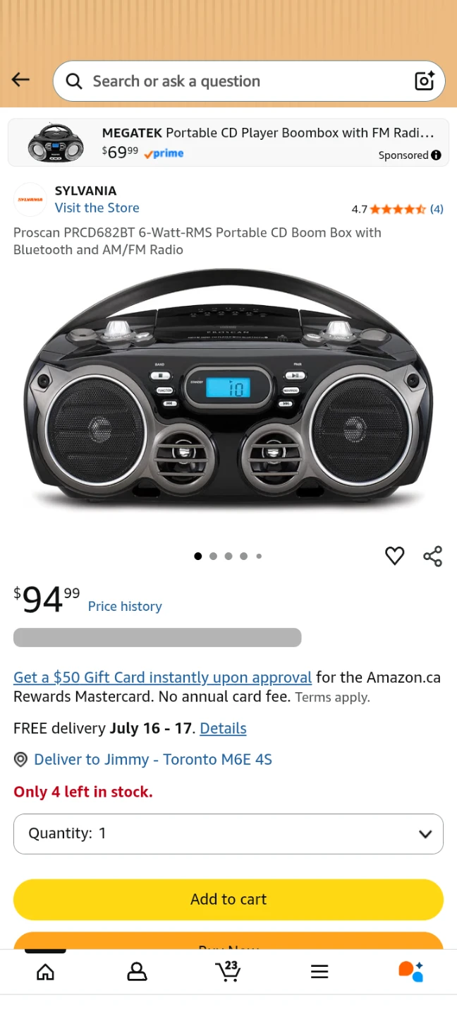 Proscan Portable Bluetooth CD Boombox with AM/FM Radio - photo 5