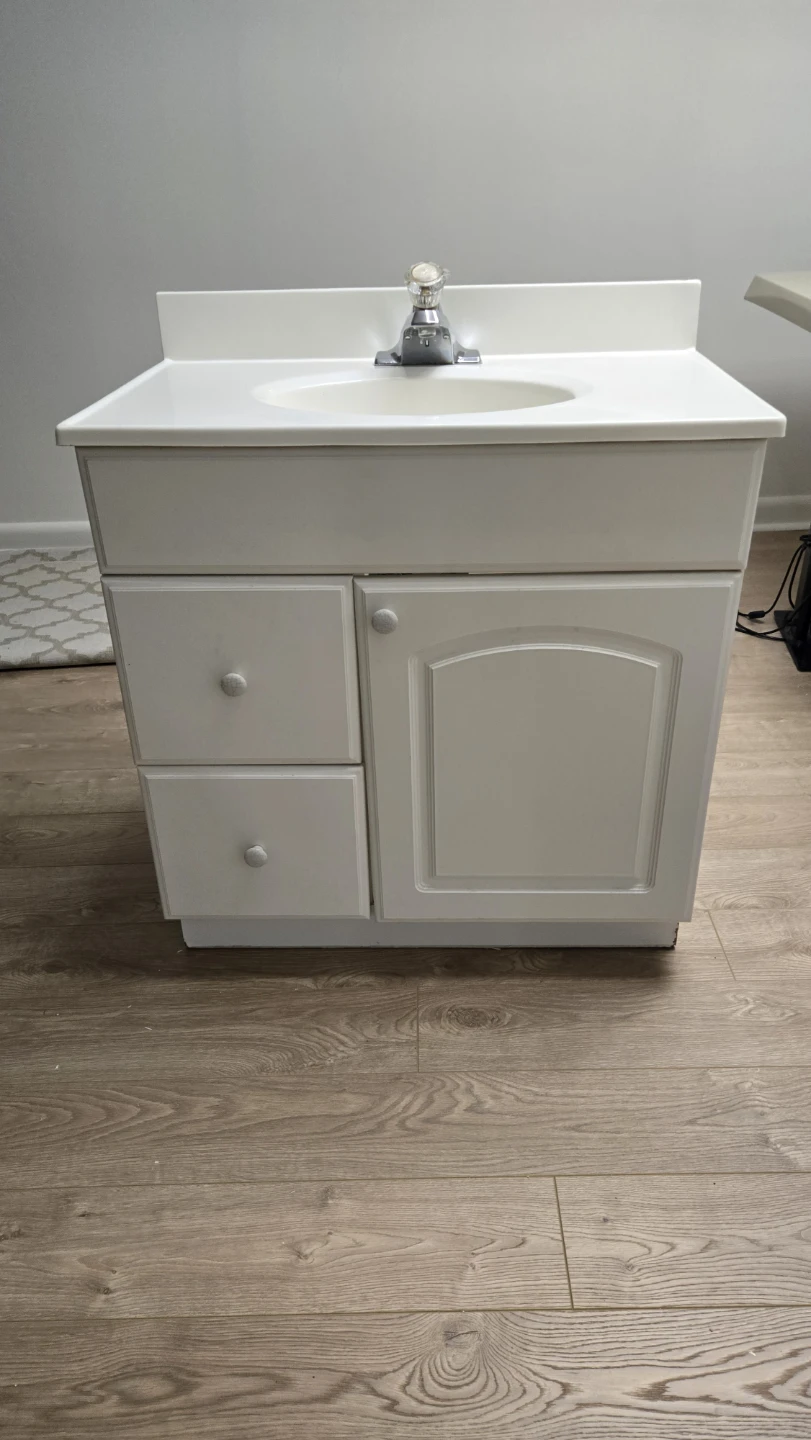 White Bathroom Vanity with Sink - photo 2