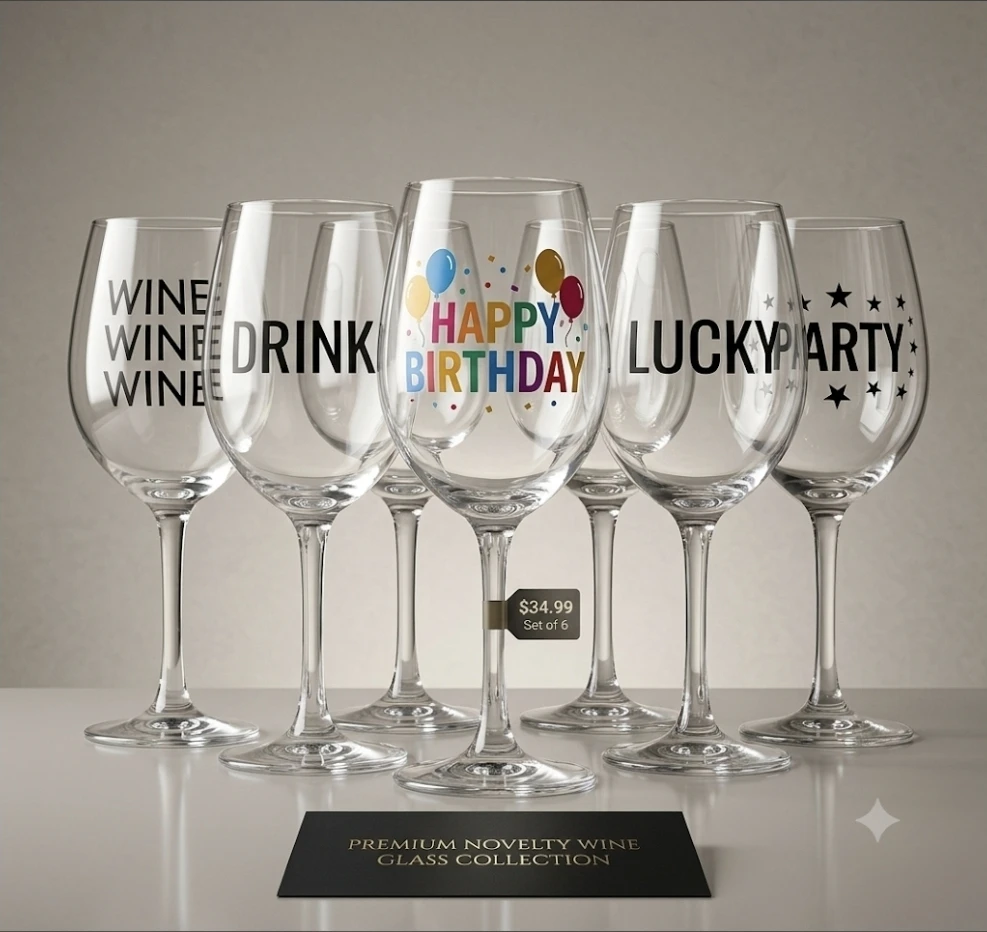 Novelty Wine Glass Set (6 Pieces)