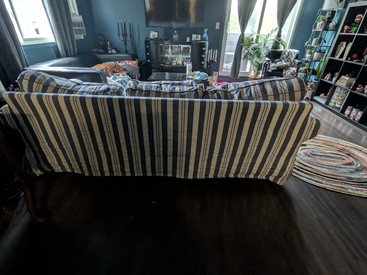 Blue Striped Sofa Couch - photo 2