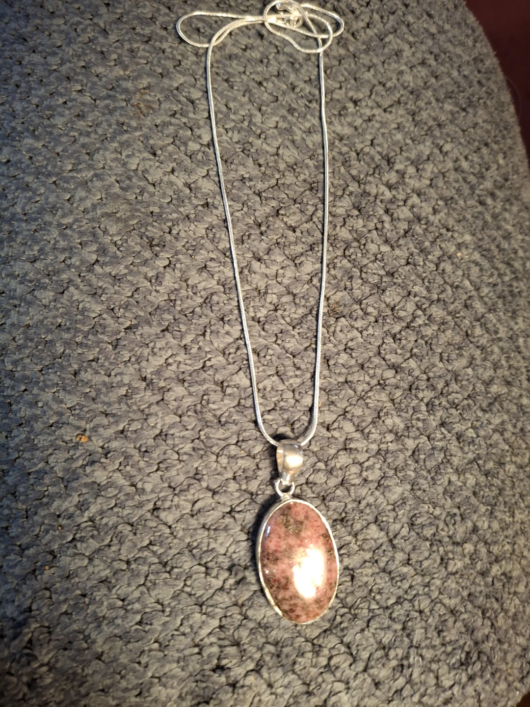 Sterling Silver Pink Rhodonite Necklace - photo 3
