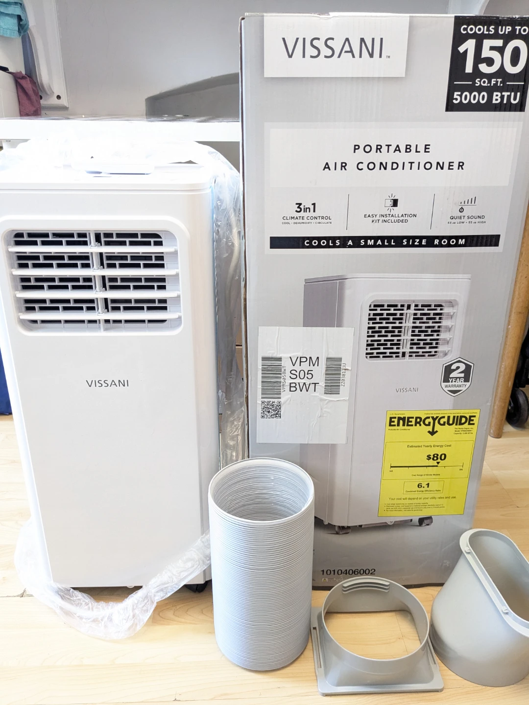 3 in 1 Vissani 5,000Btu Portable AC Unit with Remote Control