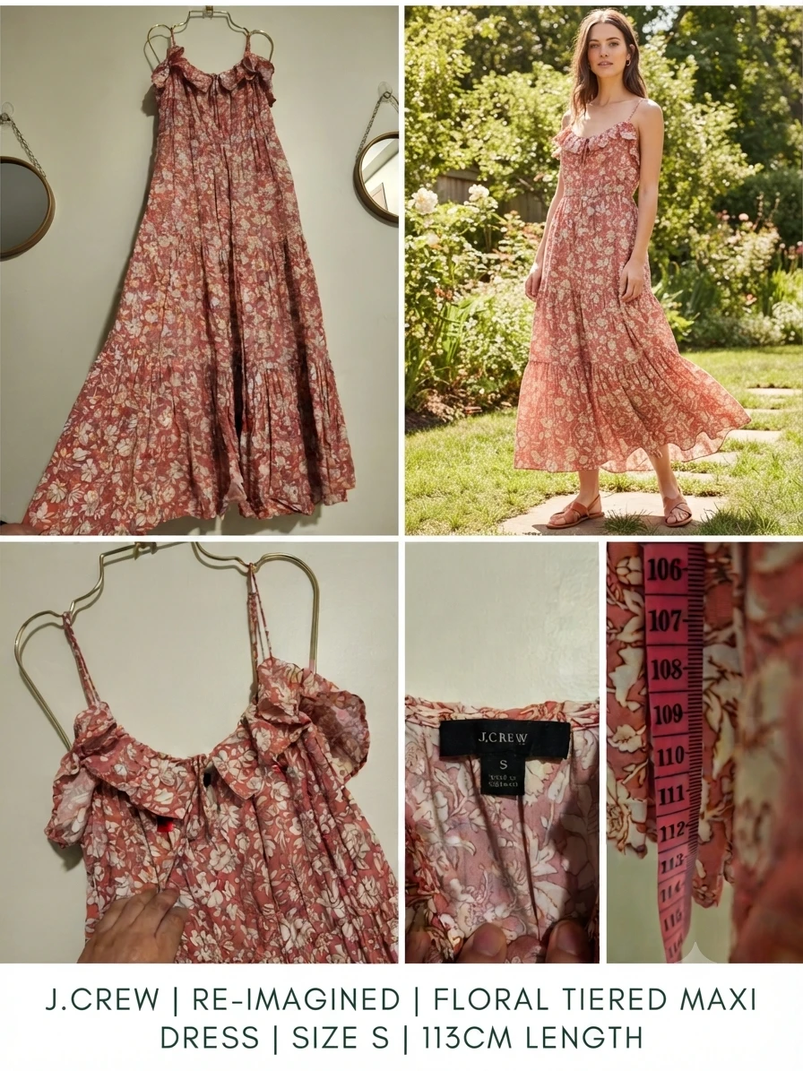 J. Crew Floral Tiered Maxi Dress - Size S
