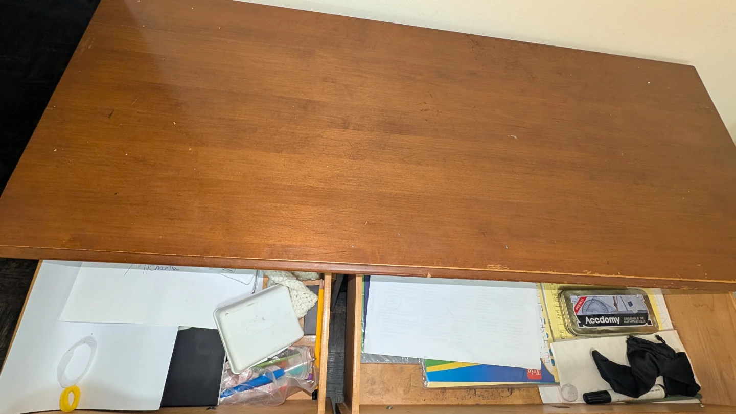 Vintage Wooden Desk with Drawers - photo 3