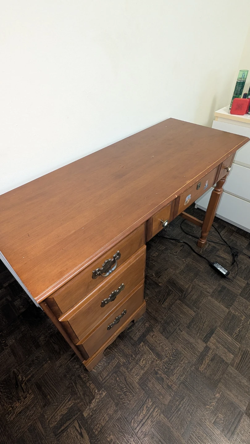 Vintage Wooden Desk with Drawers - photo 5