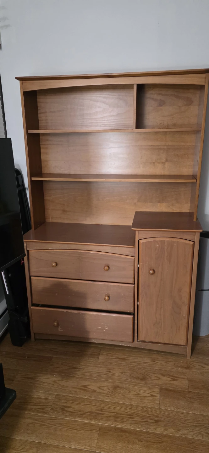 Wooden Dresser with Hutch and Cabinet