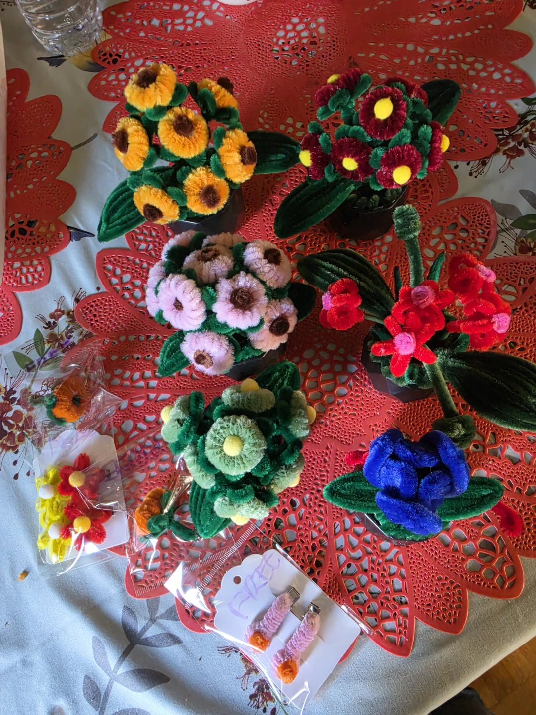 Assorted Chenille Flower in a Pot