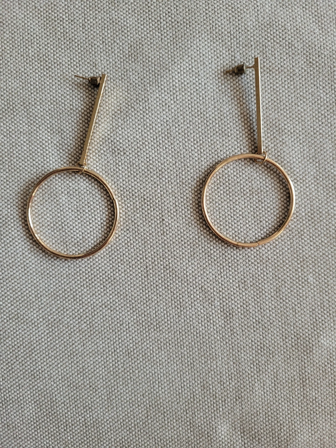 Gold Tone Hoop and Bar Earrings