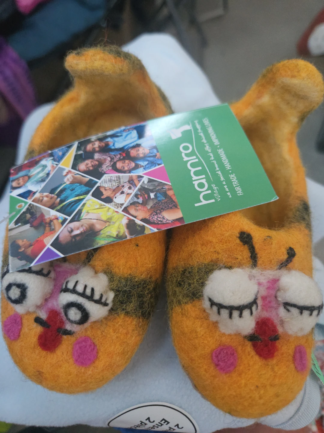 Handmade Felted Bee Slippers