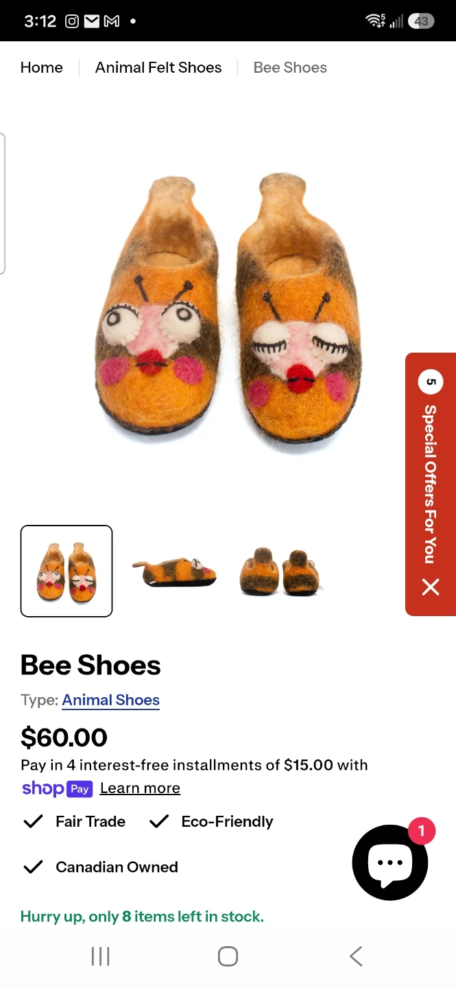 Handmade Felted Bee Slippers - photo 2