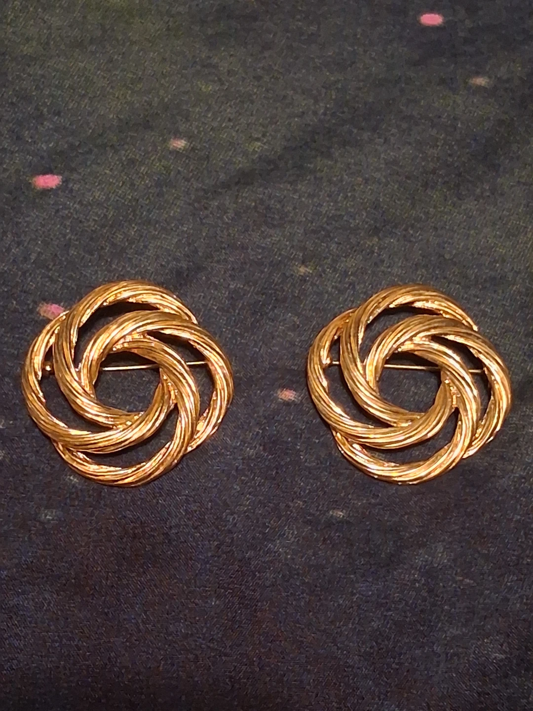 Gold Tone Swirl Brooches