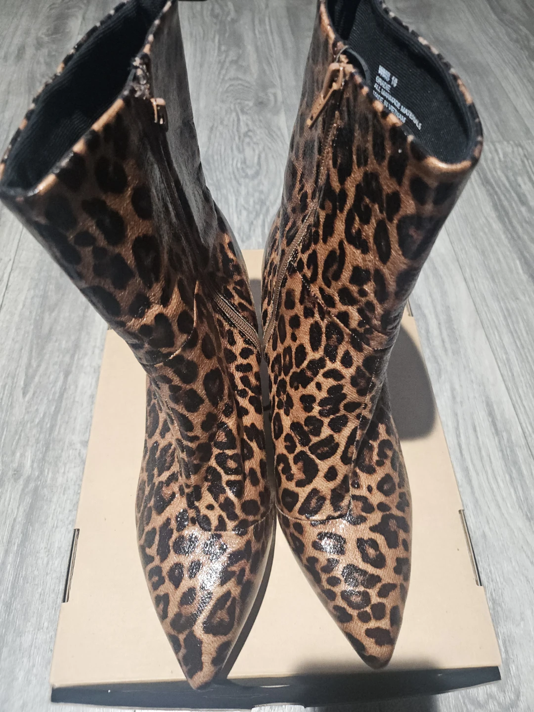 Leopard Print Ankle Boots - Size 10