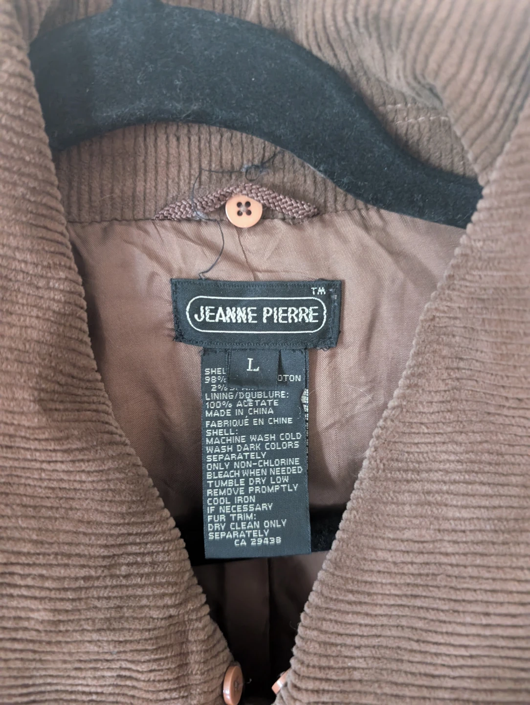 Jeanne Pierre Corduroy Vest - Brown - Size L - photo 2