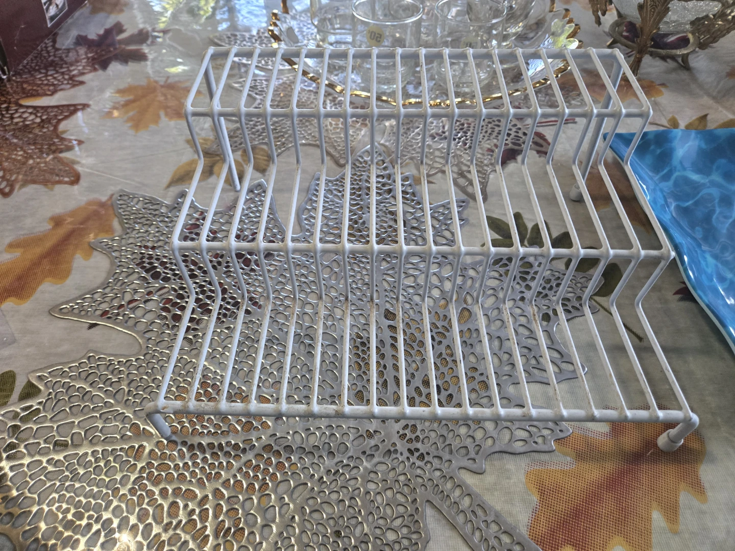 White Dish Drying Rack with Grey Tray
