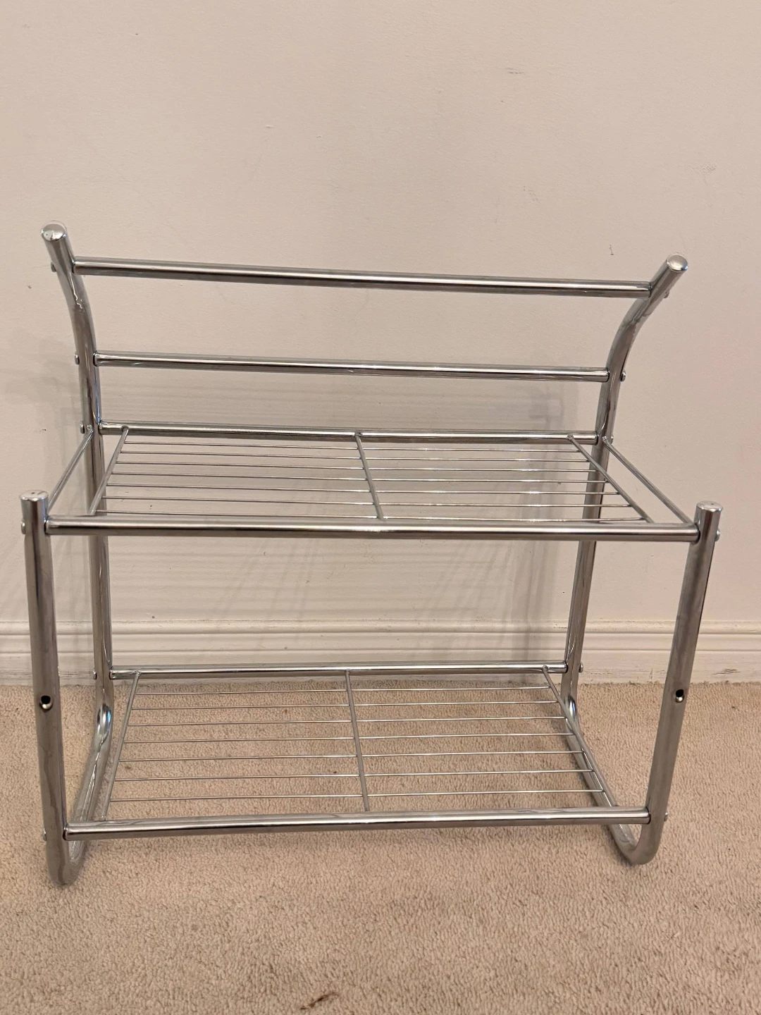 Chrome Metal 2-Tier Shelf Rack