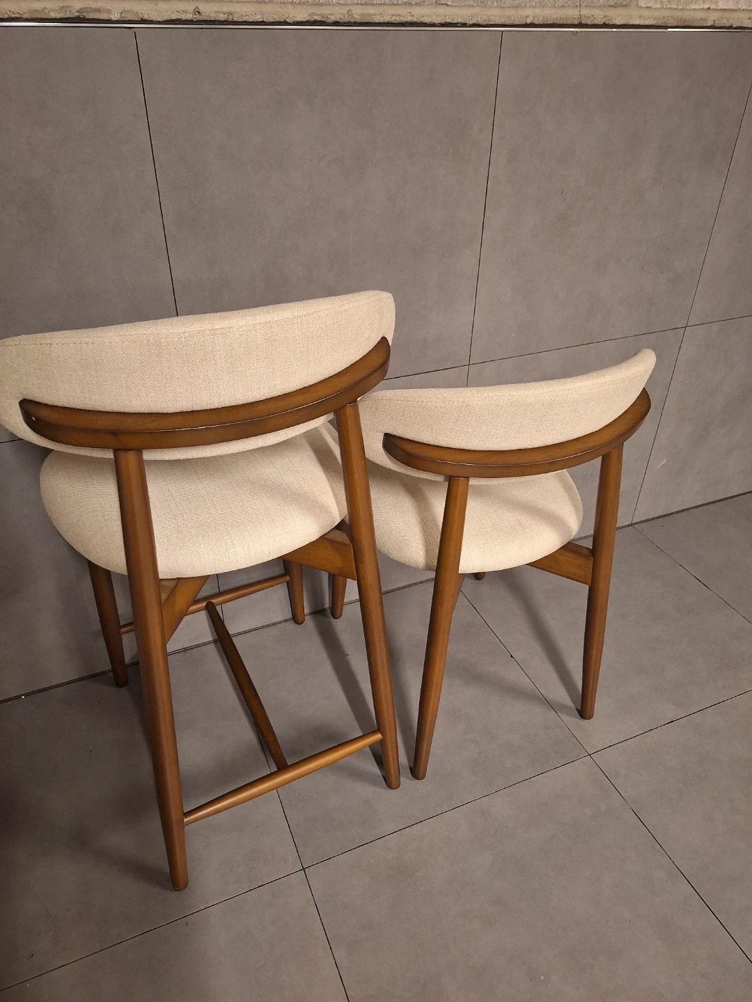 Cream Upholstered Dining Chairs with Wooden Frame - Set of 2 - photo 3