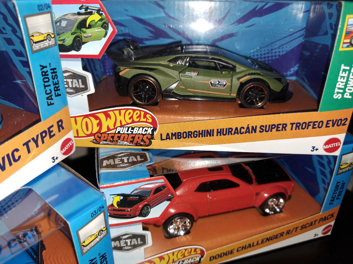 5 HOT WHEELS METAL, PULL BACK SPEEDERS, CIVIC, DODGE, NISSAN.... - photo 2
