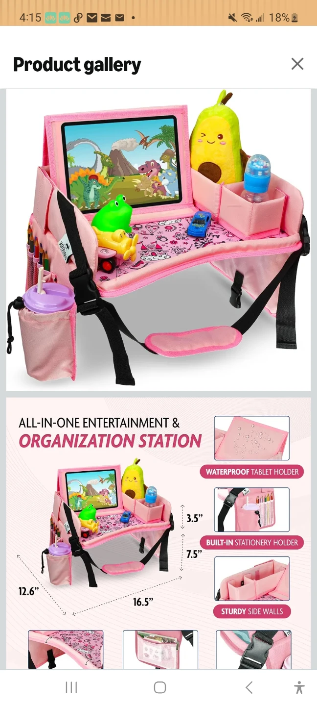 Dmoose Pink Kids Travel Tray