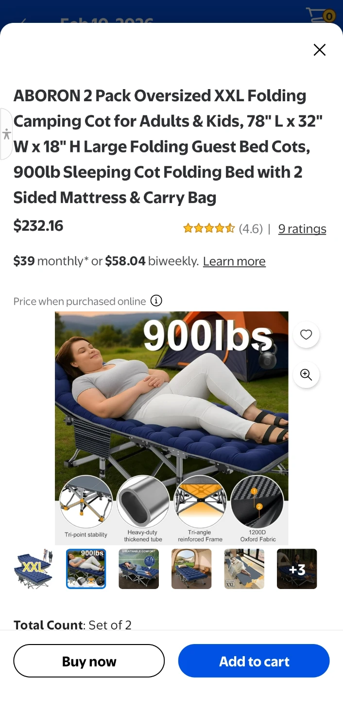 ABOROON 2 Pack Oversized XXL Folding Camping Cots - photo 2