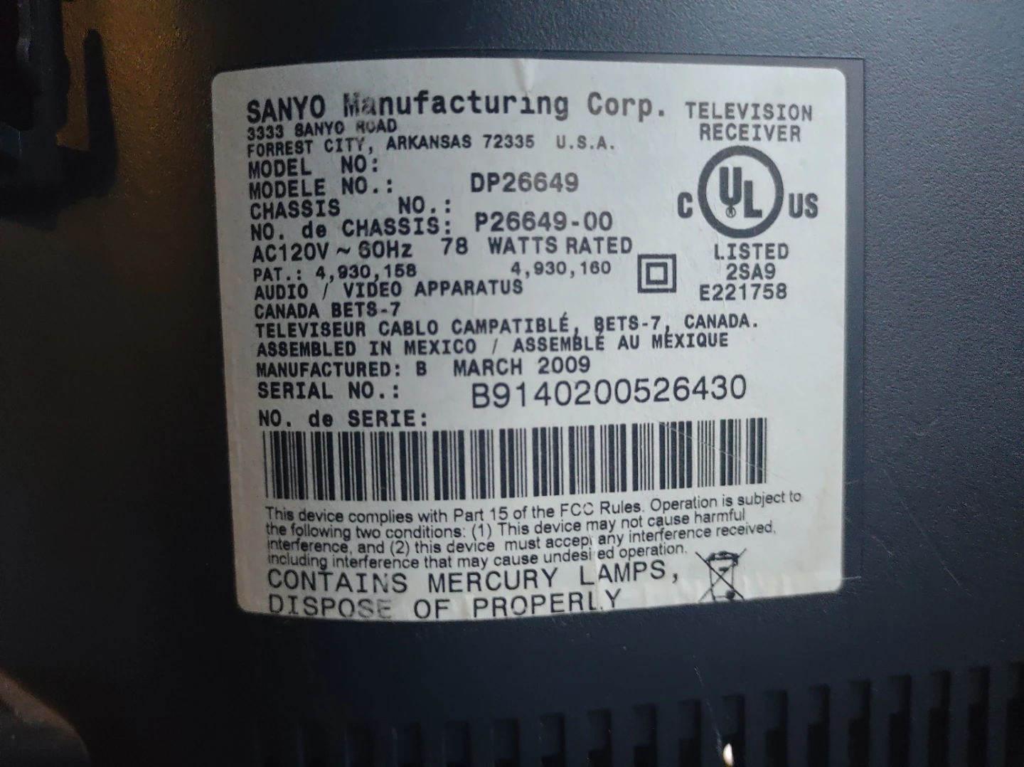 Sanyo 26" TV and monitor - photo 5