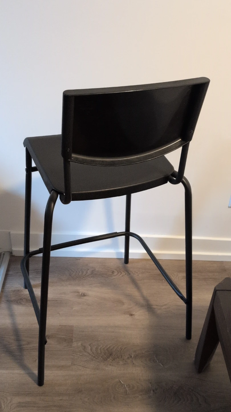 IKEA STIG Bar Stool with Backrest Black - photo 2