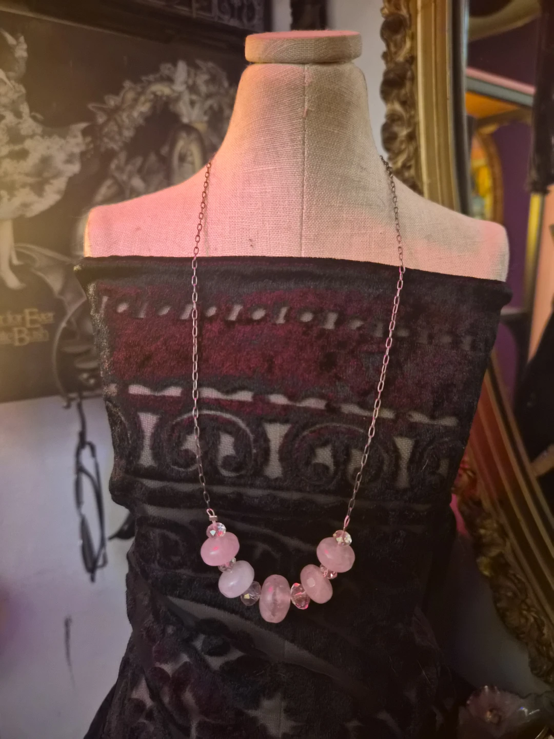 Rose quartz 925 silver necklace - photo 2