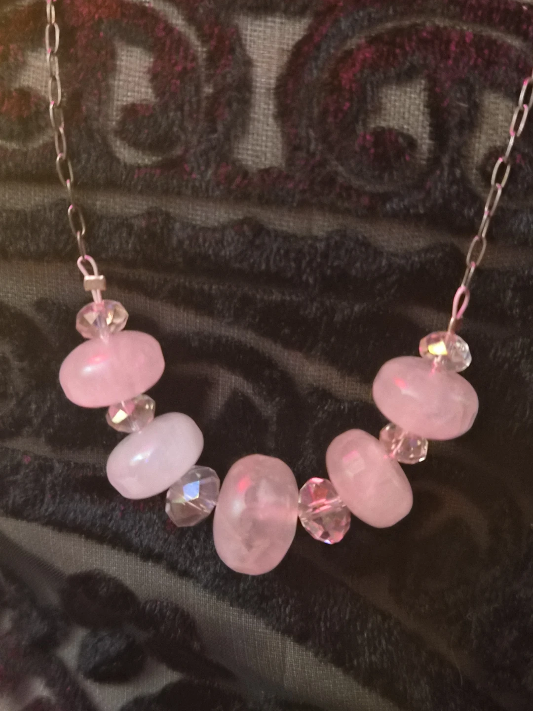 Rose quartz 925 silver necklace