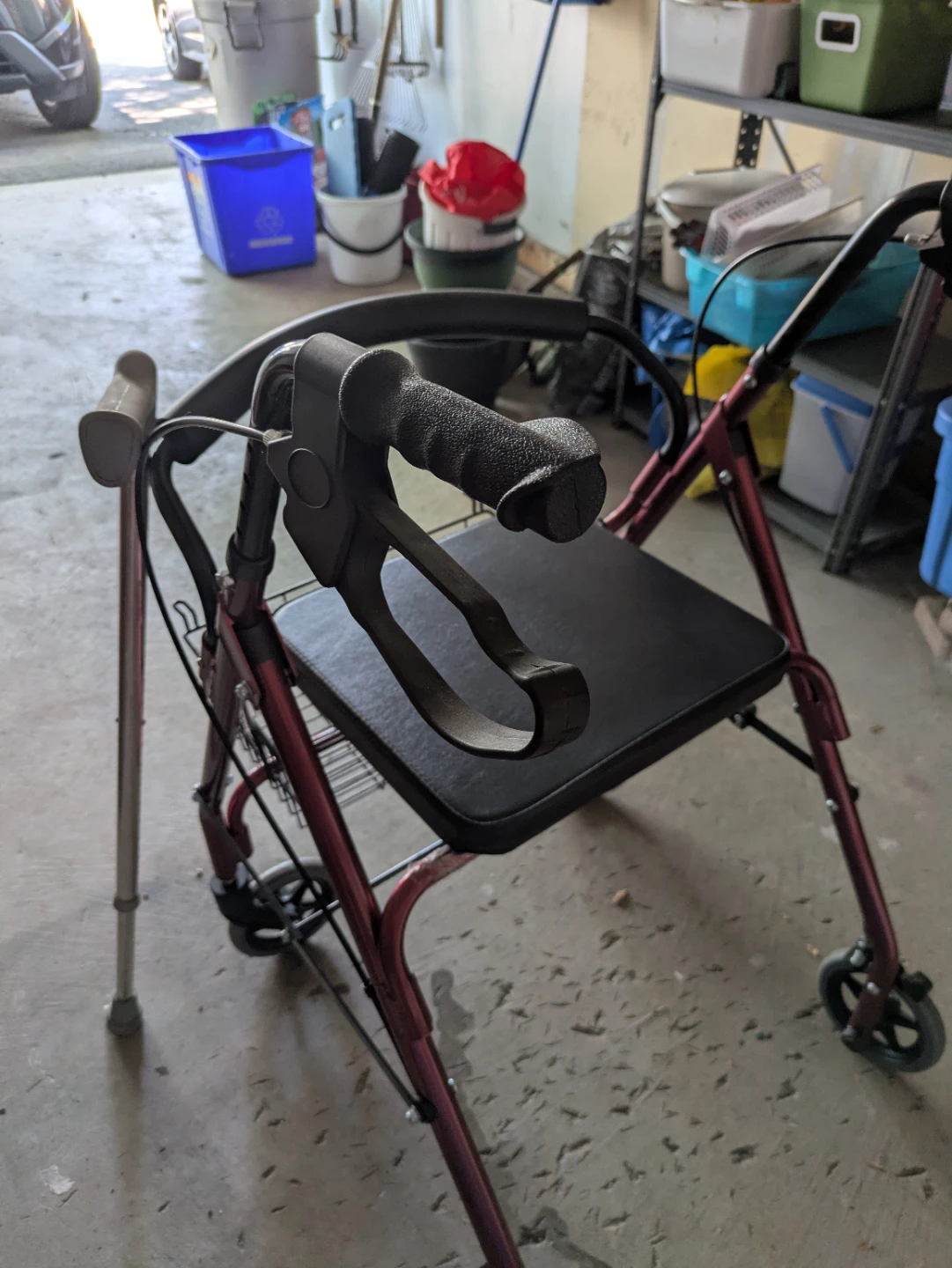 Walking frame on wheels & 2 walking sticks