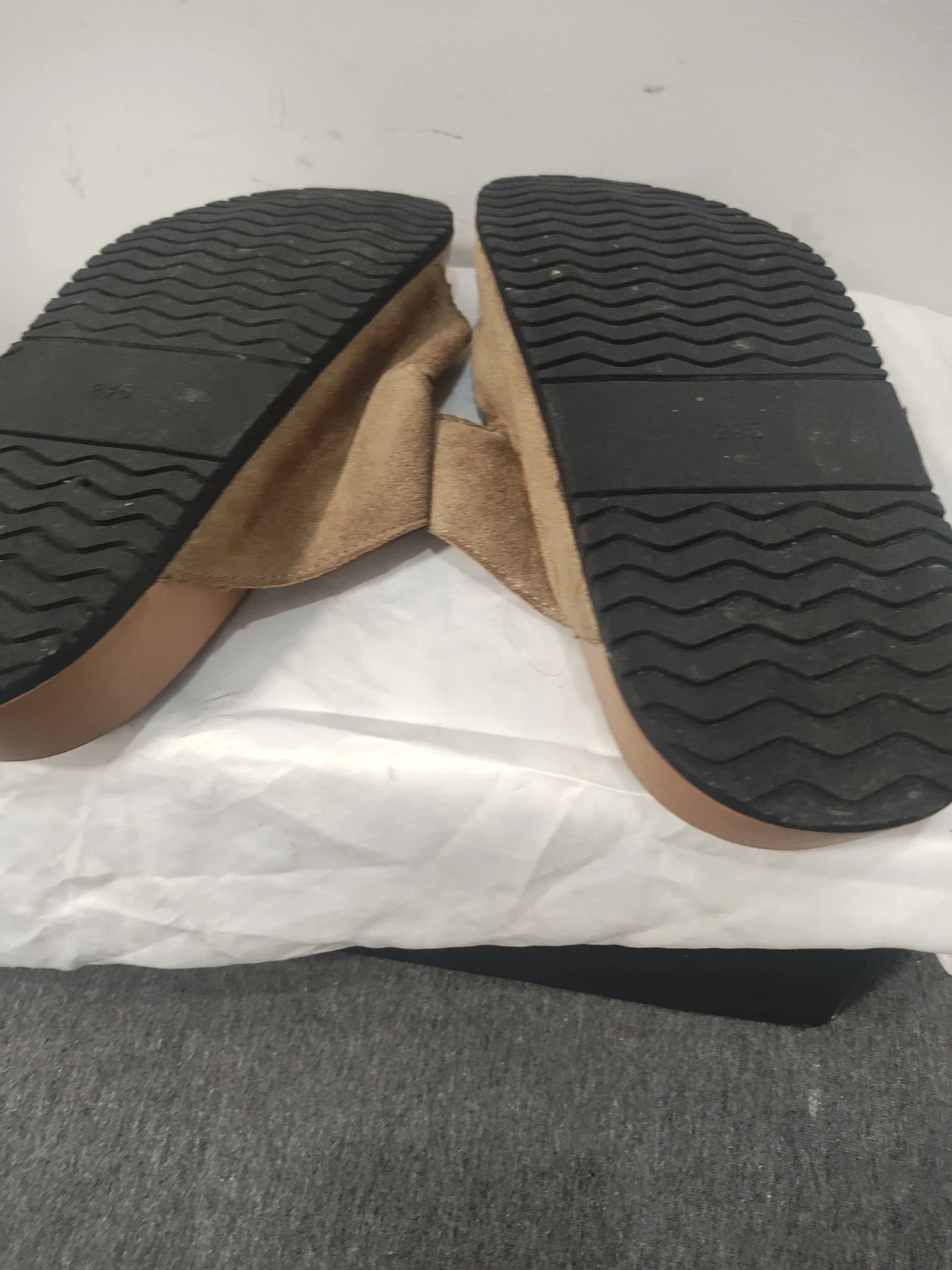 Tan Suede Slide Sandals - photo 4