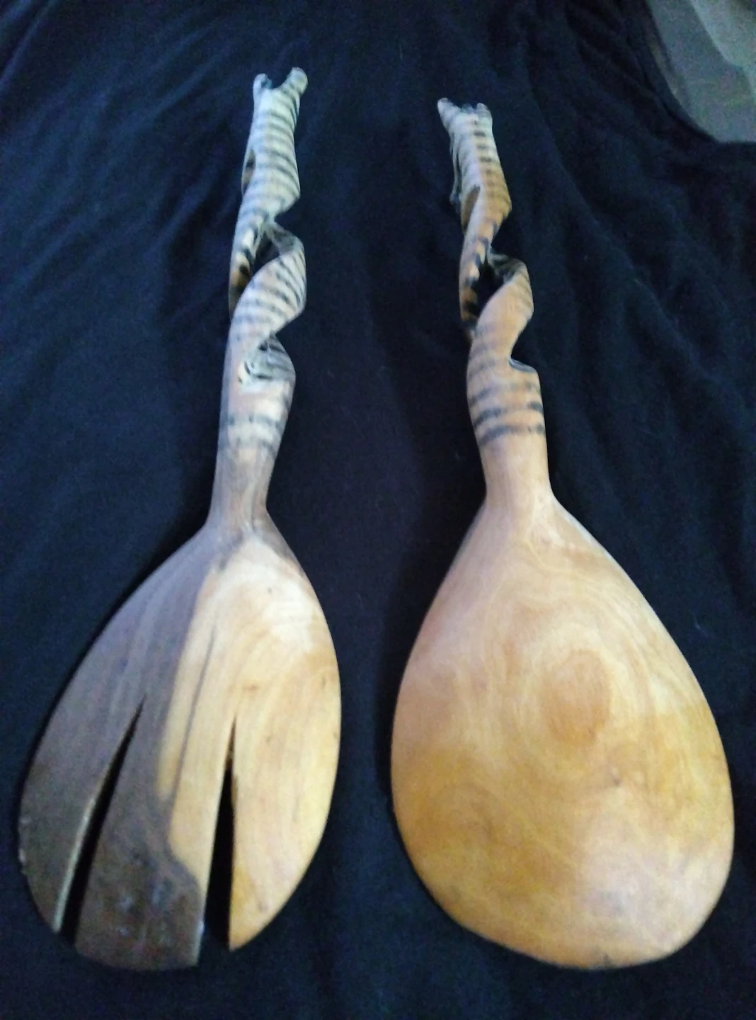 Zebra Hand-Carved Salad Tossers