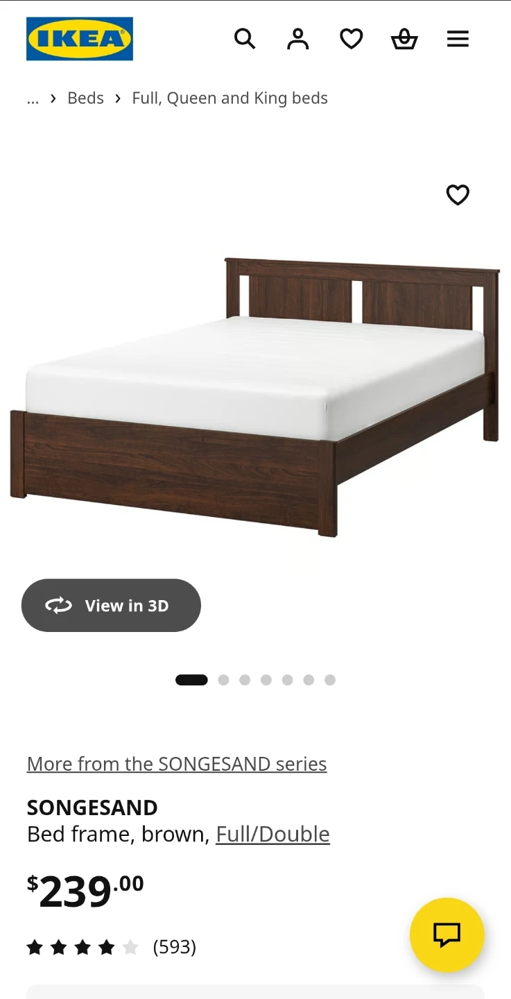 IKEA SONGESAND Full/Double Bed Frame, Brown