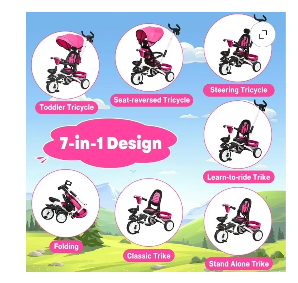 Pink Toddler Tricycle with Canopy - photo 2