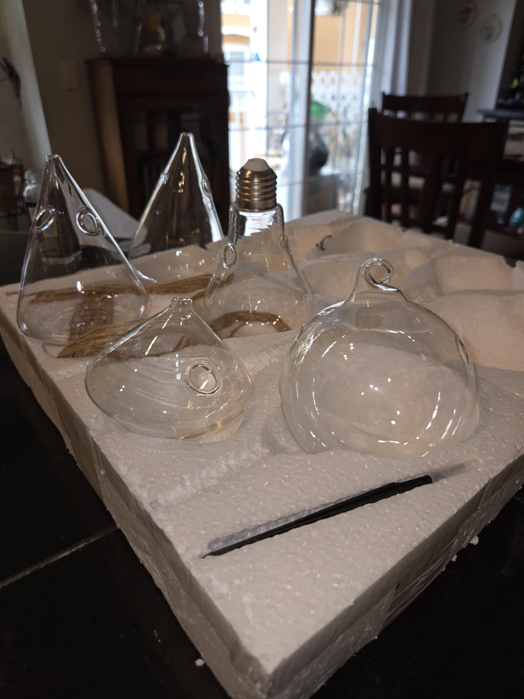 Set of 4 Glass Terrarium Ornaments