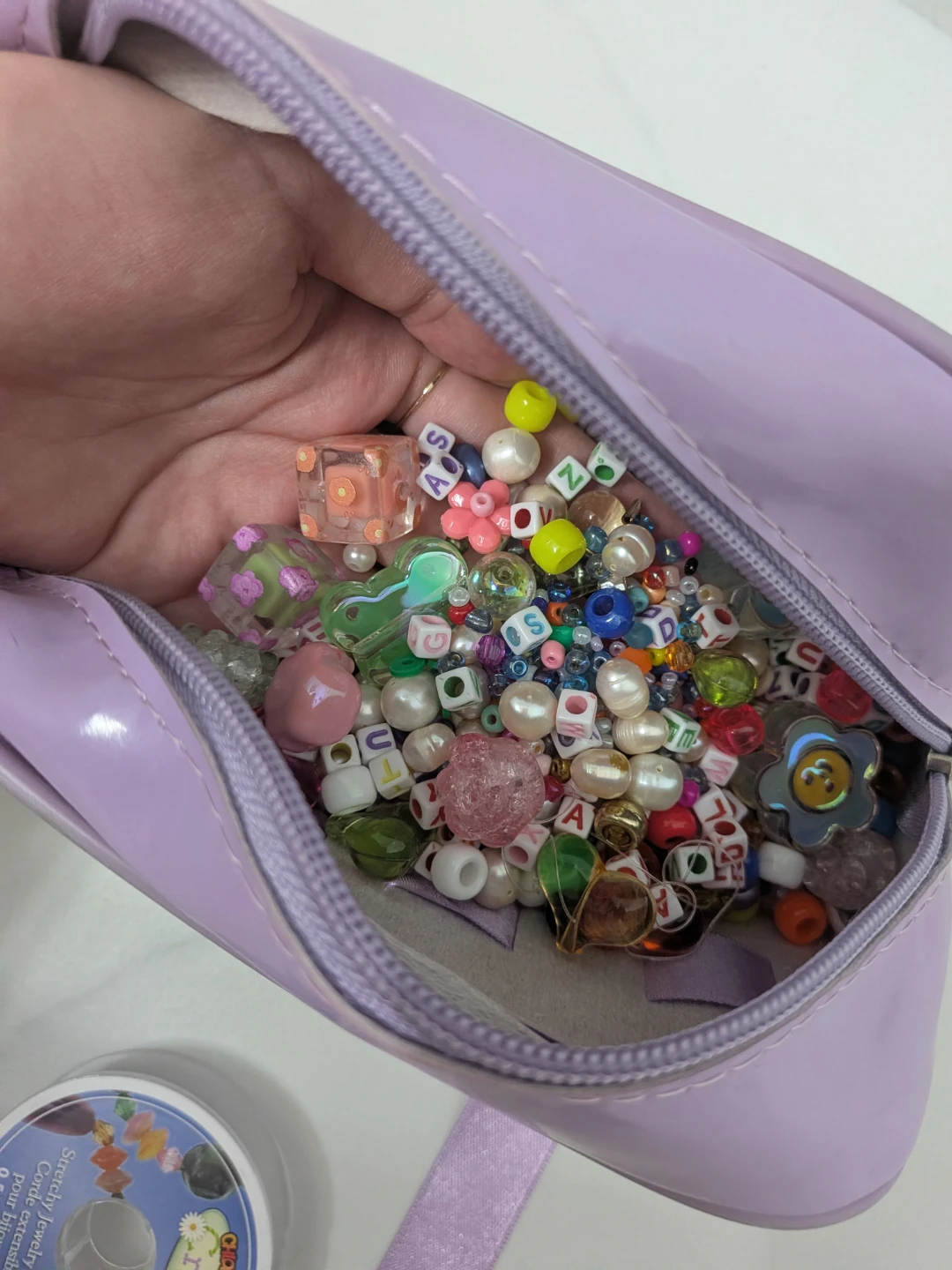 Purple Pouch with Beads and Jewelry Cord - photo 4