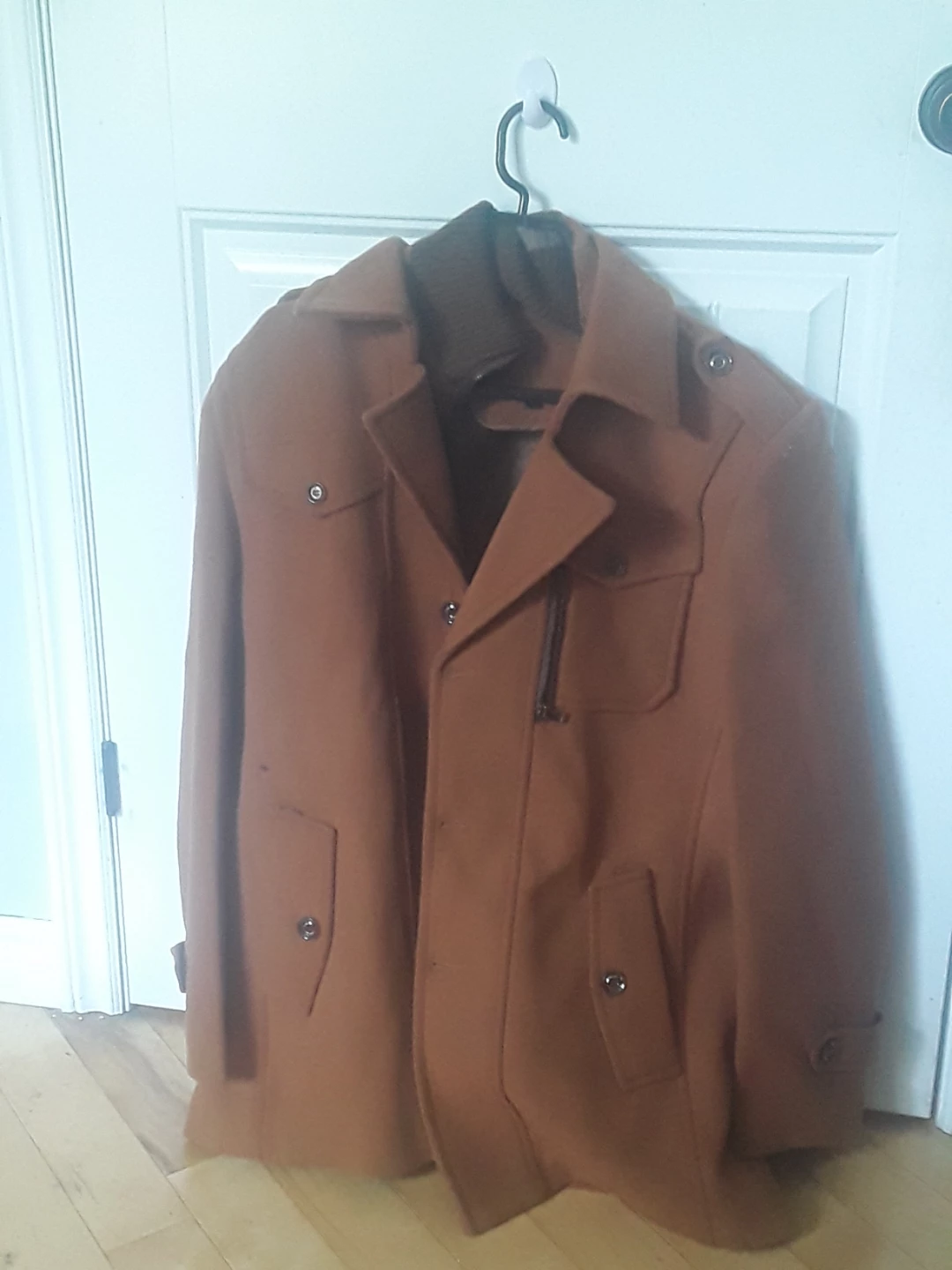 Brown Wool Blend Pea Coat - photo 5