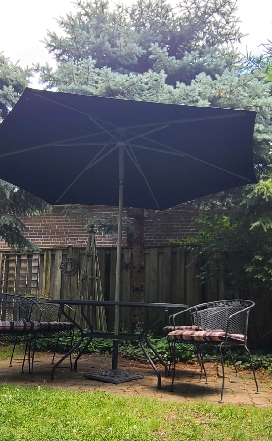 REDUCED! Wrought Iron Patio Set - Table, 4 Chairs, Umbrella - photo 4