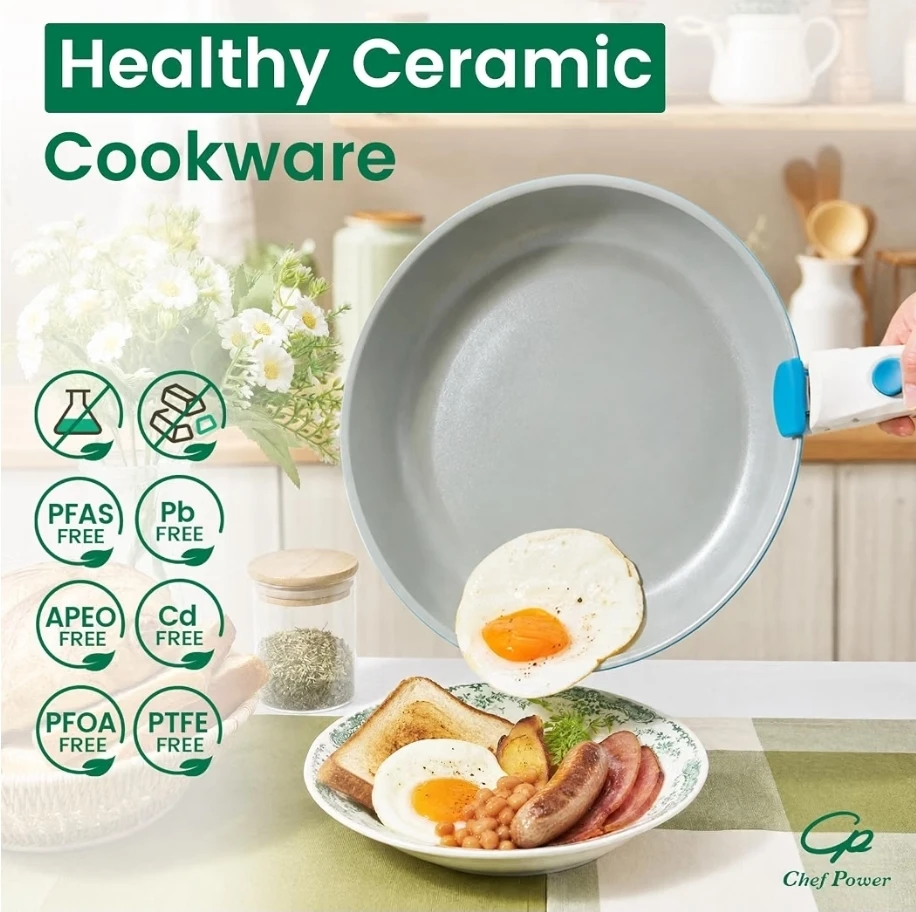 Chef Power 14 Pc Ceramic Cookware Set with Detachable Handles - photo 3