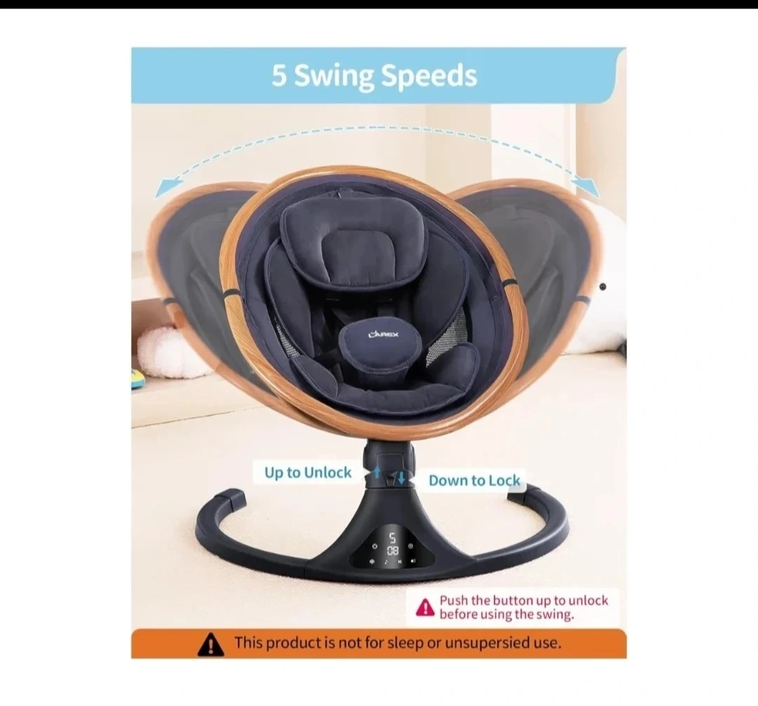 Electric Baby Swing with 5 Speeds and Remote Control - photo 2