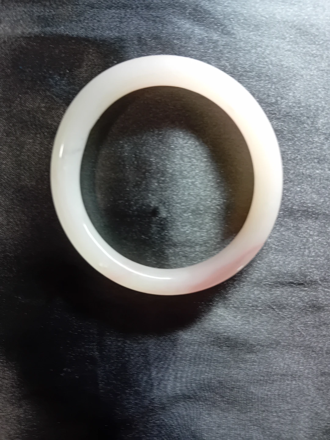 Pale Pink & White Jade  Bangle Bracelet