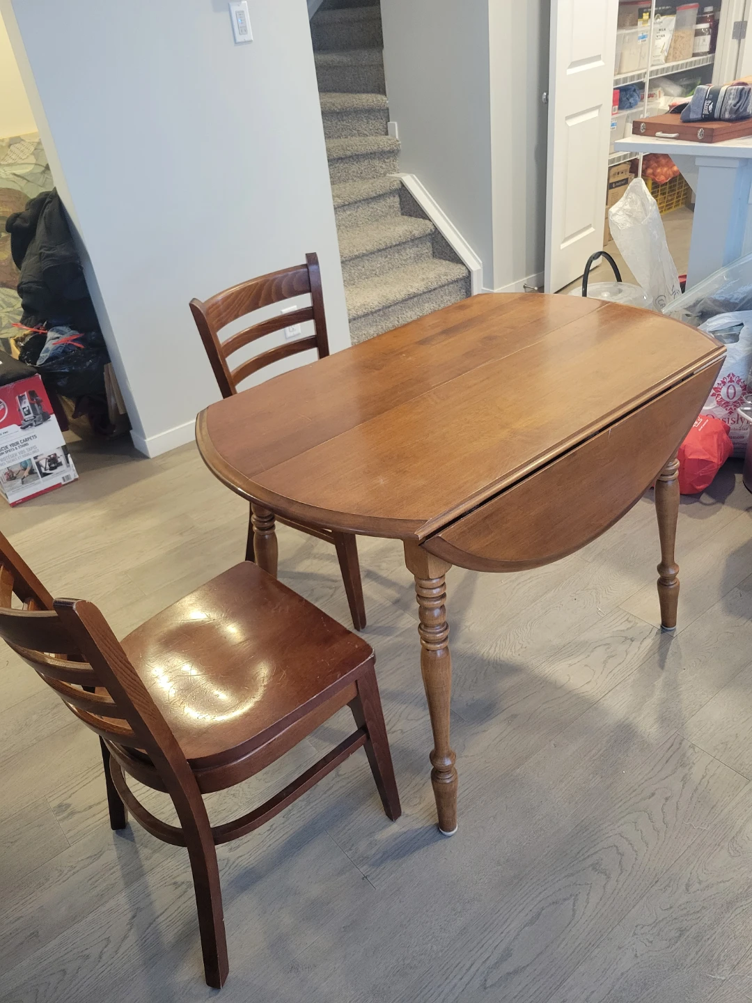 Wooden Drop Leaf Dining Table with 2 Chairs