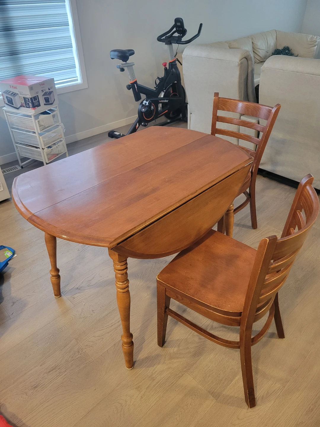 Wooden Drop Leaf Dining Table with 2 Chairs - photo 2