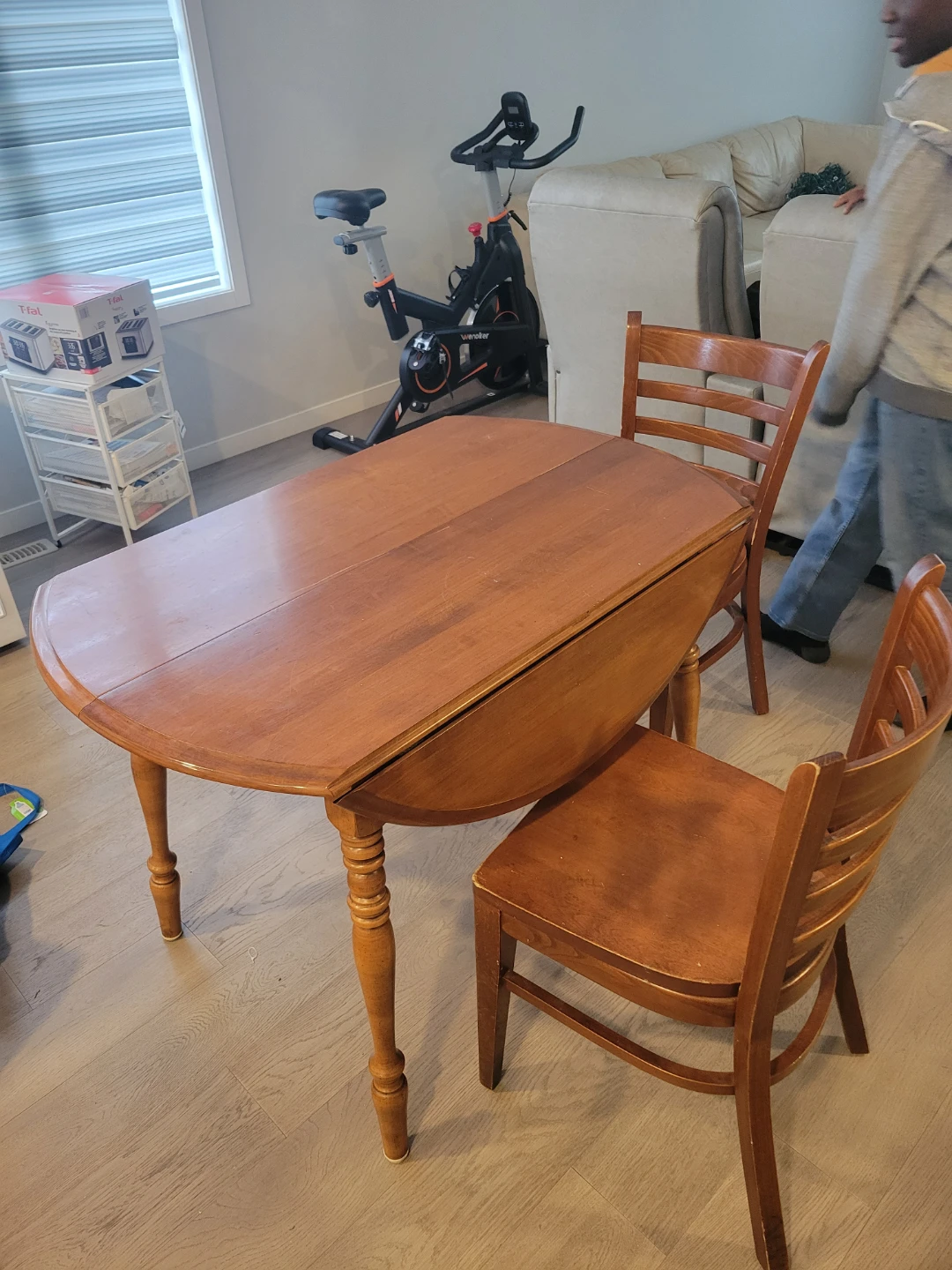 Wooden Drop Leaf Dining Table with 2 Chairs - photo 3