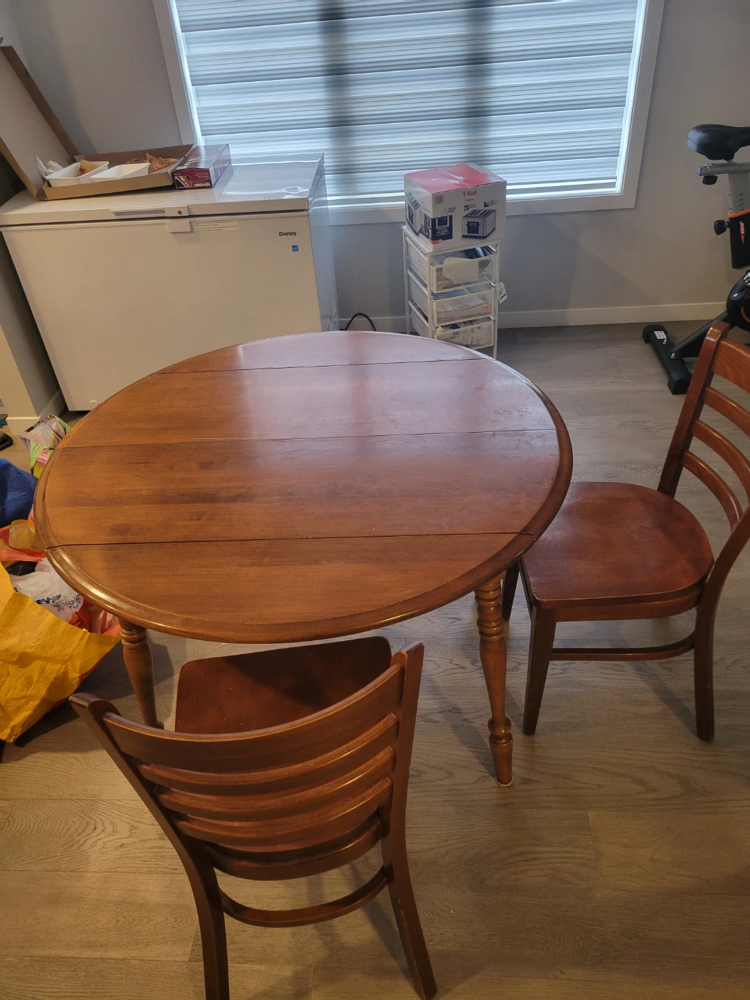 Wooden Drop Leaf Dining Table with 2 Chairs - photo 4